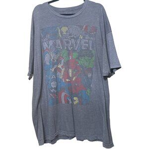 Marvel Comics Superheroes Faded Gray Graphic T-Shirt Men's Size 3XL (READ)